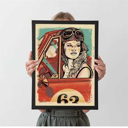 car racer art wall poster, autumn home decor, a4 a3 a2 a1, wall decor, christmas gift