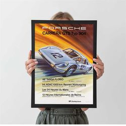 1964 porsche carrera gts typ 904 racing vintage poster, autumn home decor, a4 a3 a2 a1, wall decor, christmas gift