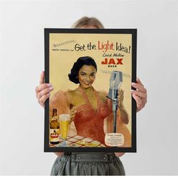 Vintage Jax Beer Poster, autumn home decor, A4 A3 A2 A1, Wall Decor, Christmas gift