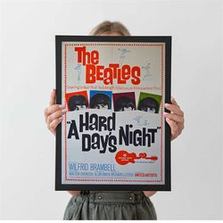 the beatles a hard days night vintage music poster, rock music vintage posters, autumn home decor, a4 a3 a2 a1, wall dec