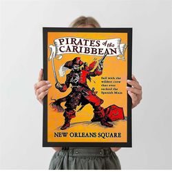 disneyland pirates of the caribbean poster, autumn home decor, a4 a3 a2 a1, wall decor, christmas gift