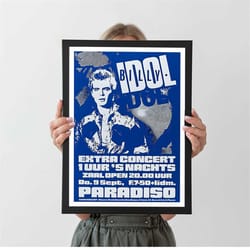 billy idol music gig concert poster or canvas, home decor, kitchen wall decor, classic retro rock vintage wall art