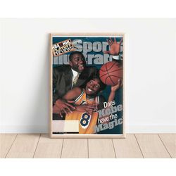 kobe bryant basketball poster | magic johnson poster | sports illustrated | nba poster | wall art