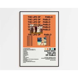 kanye west cover poster, the life of pablo album wall print, tracklist poster, ye album art, rap classics poster, hip ho