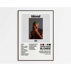 frank ocean poster, blonde album wall print, tracklist poster, frank ocean album print, cover art poster, music poster