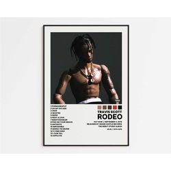 travis scott cover poster, rodeo album wall print, tracklist poster, rap classics poster, cover art poster, hip hop post