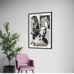 taylor swift reputation album poster print - music canvas wall art for modern home & office decor - unique gift idea