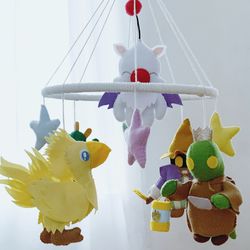 Final fantasy baby crib nursery mobile Final fantasy video game decor gifts Gifts for gamers Chocobo Moogle Tonberry