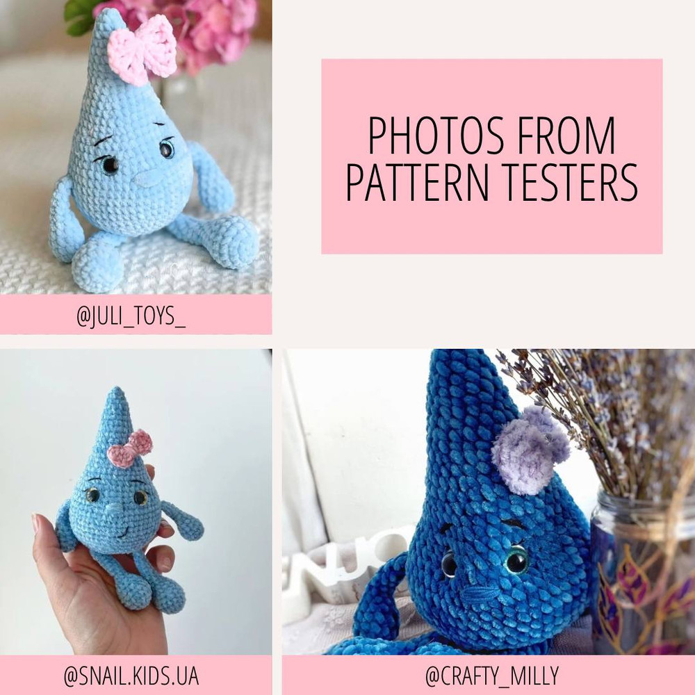 Crochet Pattern Water Drop Pdf Pattern Adorable Plush Toy Water Rain Sea Drop Amigurumi Home Decor  2