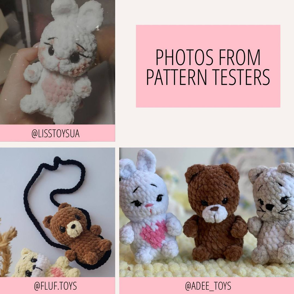 Crochet Animal Car Mirror Hanger Pdf Pattern Cute Keychain Bunny Cat Bear Amigurumi Easy To Follow  2