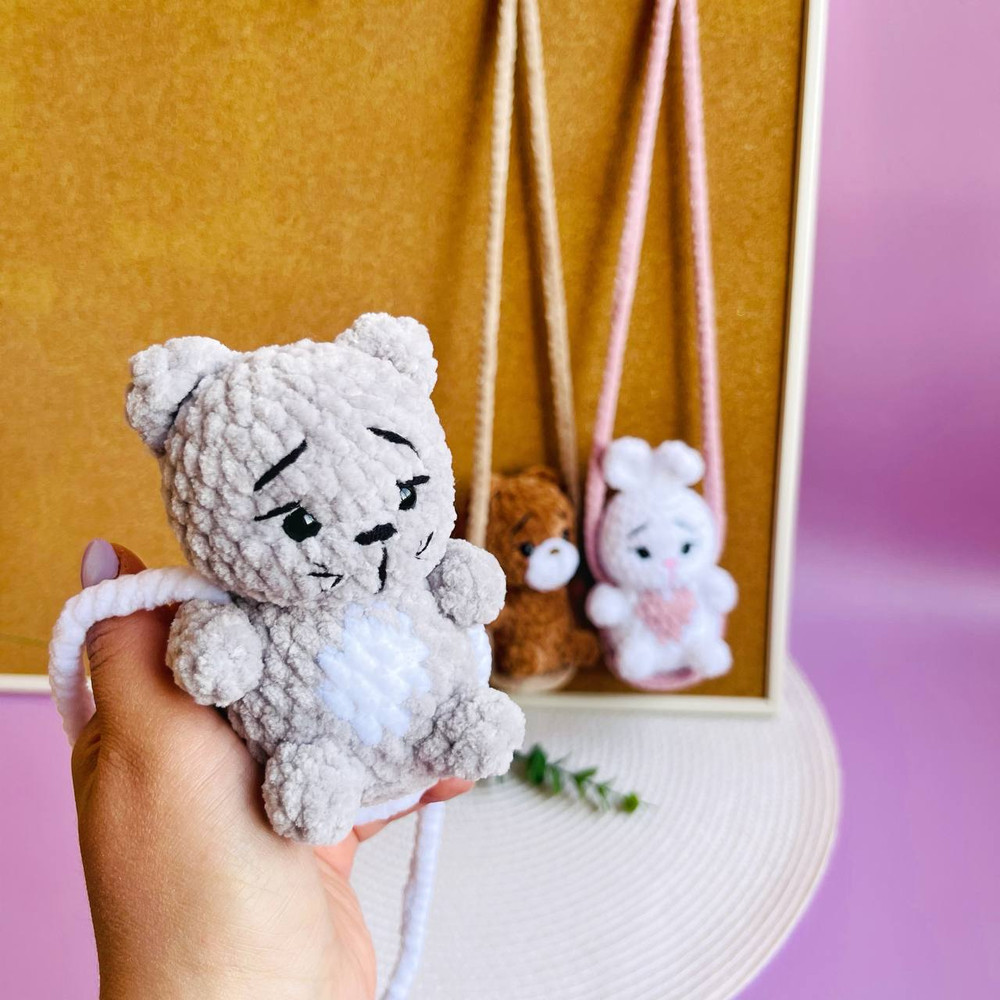 Crochet Animal Car Mirror Hanger Pdf Pattern Cute Keychain Bunny Cat Bear Amigurumi Easy To Follow  6