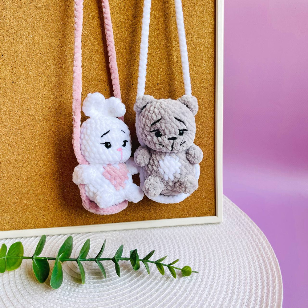 Crochet Animal Car Mirror Hanger Pdf Pattern Cute Keychain Bunny Cat Bear Amigurumi Easy To Follow  5