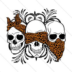 Three Skull No Speak No Hear No See Leopard SVG,svg, Three Skull SVG, Hear See Speak No Evil Skull SVG,svg, skull svg, s