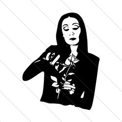morticia addams cutting rose, halloween svg, rose svg, black rose svg, morticia addams, morticia svg, addams svg, cuttin
