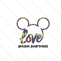 Mickey Love Autism Svg, Autism Svg, Autism Awareness Svg, Awareness Svg, Autism Mickey Svg, Mickey Mouse Svg, Mickey Hea