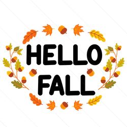 Hello Fall Leaves Wreath Svg