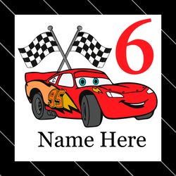 birthday boy 6 years old lightning mcqueen car custom name svg file