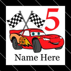 birthday boy 5 years old lightning mcqueen car custom name svg file
