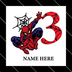 birthday boy 3 years old spiderman custome name svg
