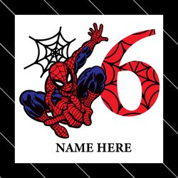 birthday boy 6 years old spiderman custome name svg