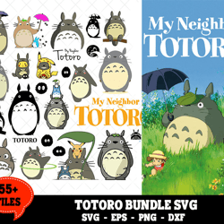 55 files my neighbor totoro bundle svg, totoro svg, ghibli svg
