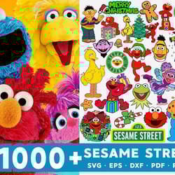 1000 sesame street cartoon, christmas svg, sesame bundle svg