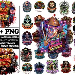 55 designs horror bundle png, horror movie svg file