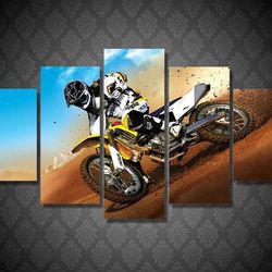 supercross racing to finish sport 5 panel canvas art wall decor