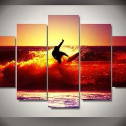 surfer carve sport 5 panel canvas art wall decor
