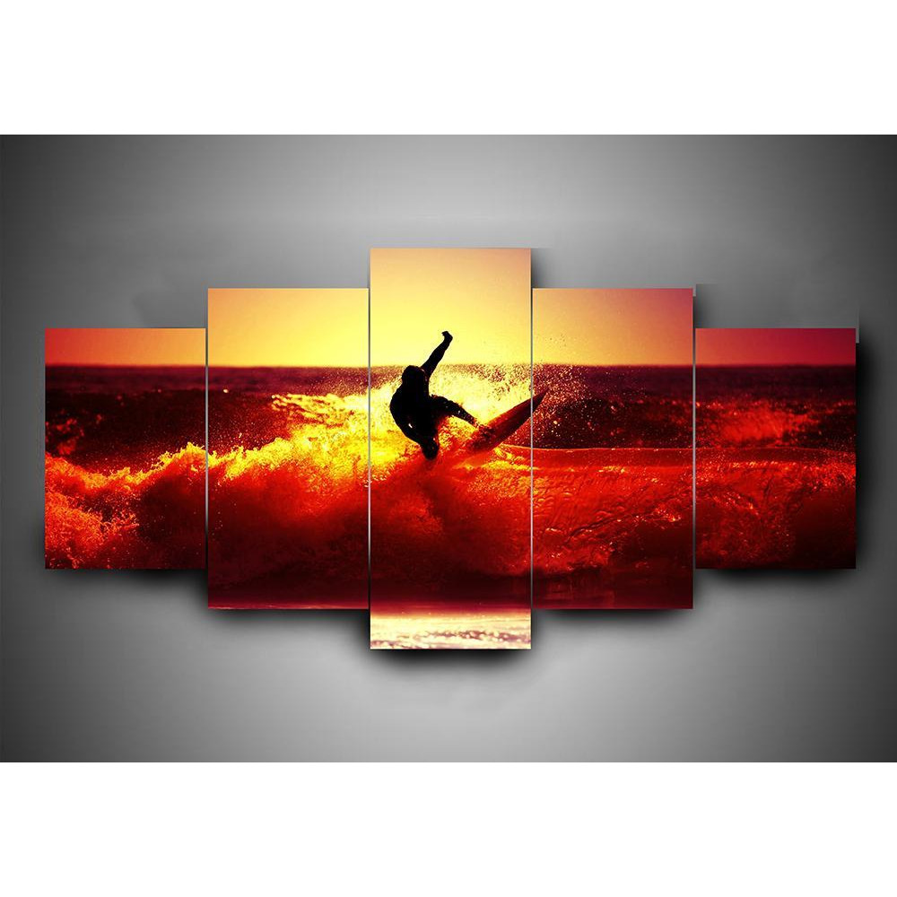 Surfing 1 - Sport 5 Panel Canvas Art Wall Decor.jpg