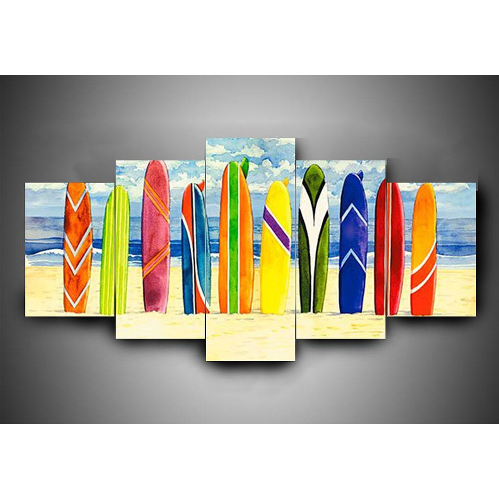 Surfing 2 - Sport 5 Panel Canvas Art Wall Decor.jpg