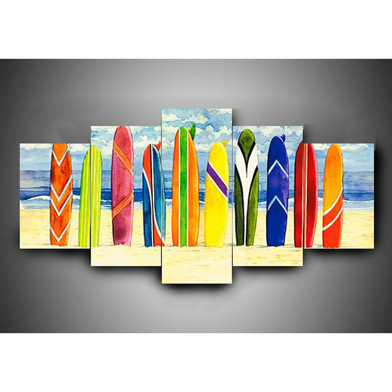 Surfing 2 - Sport 5 Panel Canvas Art Wall Decor.jpg