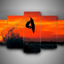 surfing 3 sport 5 panel canvas art wall decor