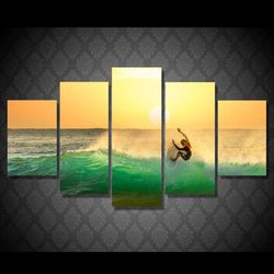 surfing trick tail slide sport 5 panel canvas art wall decor
