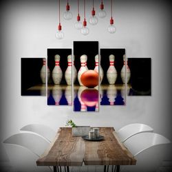 10 pin bowling sport 5 panel canvas art wall decor