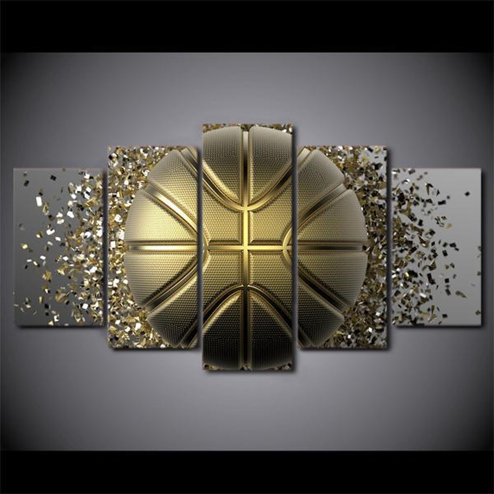 Basketball Ball Disintegration Gym - Sport 5 Panel Canvas Art Wall Decor.jpg