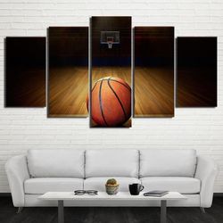 basketball court sport 5 panel canvas art wall decor