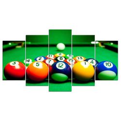 billiards pool table ball sport 5 panel canvas art wall decor