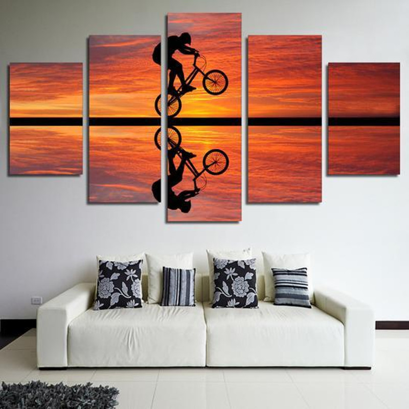 Bmx At Sunset - Sport 5 Panel Canvas Art Wall Decor.jpg