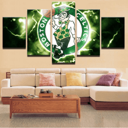 boston celtics basketball 2 sport 5 panel canvas art wall decor