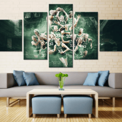 boston celtics basketball 3 sport 5 panel canvas art wall decor