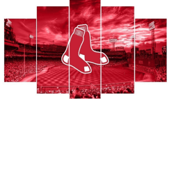 boston red sox baseball sport 5 panel canvas art wall decor