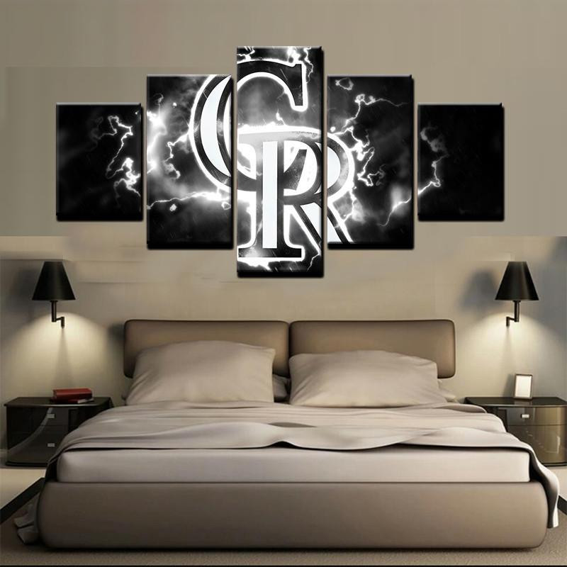 Colorado Rockies Black And White Logo - Sport 5 Panel Canvas Art Wall Decor.jpg
