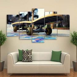 colorful skateboard sport 5 panel canvas art wall decor