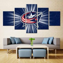 columbus blue jackets blue sport 5 panel canvas art wall decor