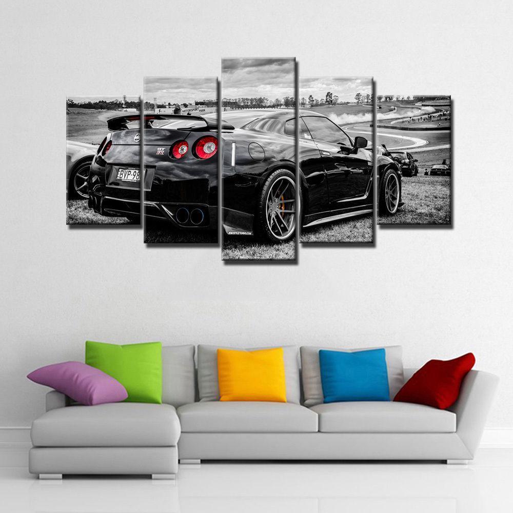 Flashy Nissan Gtr Sports Car - Automative 5 Panel Canvas Art Wall Decor.jpg