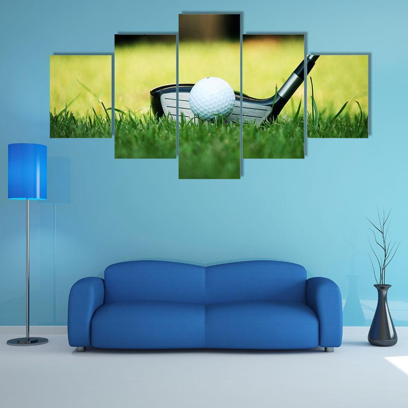Golf Ball Close Up - Sport 5 Panel Canvas Art Wall Decor.jpg