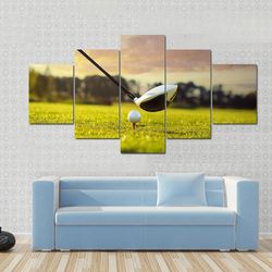golf ball on tee sport 5 panel canvas art wall decor
