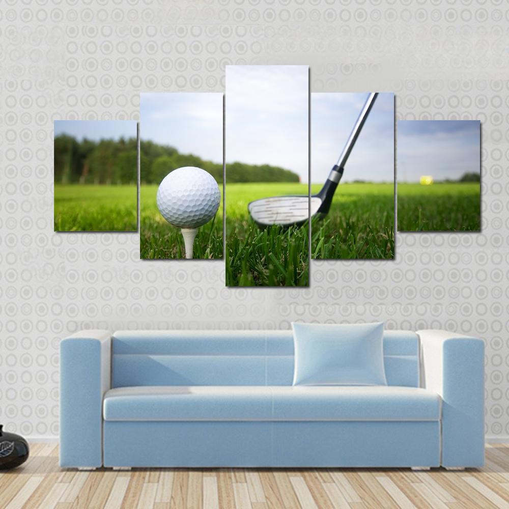 Golf Club And Ball - Sport 5 Panel Canvas Art Wall Decor.jpg