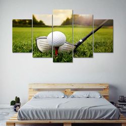 golf course club golfing sport 5 panel canvas art wall decor